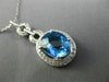 ESTATE 3.10CT DIAMOND & AAA BLUE TOPAZ 14K WHITE GOLD OVAL HALO FLOATING PENDANT