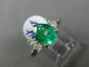 ESTATE 1.65CT DIAMOND & AAA COLOMBIAN EMERALD PLATINUM 3 STONE ENGAGEMENT RING