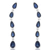 3.13CT DIAMOND & AAA SAPPHIRE 14K WHITE GOLD PEAR SHAPE & ROUND HANGING EARRINGS