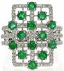 ESTATE LARGE 1.9OCT DIAMOND & AAA EMERALD 18KT WHITE GOLD 3D SQUARE CHECKER RING