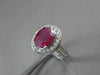 ANTIQUE 2.3CT DIAMOND & RUBY 14KT WHITE GOLD HALO DESIGN ENGAGEMENT RING #19115