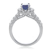 2.17CT DIAMOND & AAA SAPPHIRE 14K WHITE GOLD OVAL & ROUND FLOWER ENGAGEMENT RING