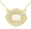 .85CT DIAMOND & AAA OPAL 14KT YELLOW GOLD 3D OVAL & ROUND FILIGREE LOVE NECKLACE