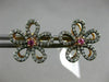 .54CT DIAMOND & AAA PINK SAPPHIRE 14KT BLACK & ROSE GOLD 3D FLOWER STUD EARRINGS