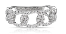 ESTATE WIDE .40CT DIAMOND 14K WHITE GOLD LOVE KNOT LINK WEDDING ANNIVERSARY RING