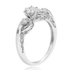 .63CT DIAMOND 14K WHITE GOLD 3D ROUND 3 STONE FLOWER FILIGREE ENGAGEMENT RING
