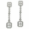 ESTATE .91CT DIAMOND 18KT WHITE GOLD 3D FILIGREE SQUARE & ROUND HANGING EARRINGS