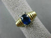 ESTATE 1.44CT DIAMOND & AAA OVAL SAPPHIRE 14KT 2TONE GOLD ENGAGEMENT RING #22056