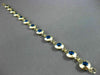 ESTATE 14KT YELLOW GOLD & ROUND BLUE CRYSTAL FLORAL EVIL EYE BRACELET #22954
