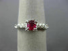 ANTIQUE WIDE .53CT DIAMOND & RUBY 14K WHITE GOLD FISH TAIL ENGAGEMENT RING 27642