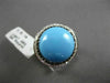 ESTATE LARGE .36CTW BLACK & WHITE DIAMOND & AAA TURQUOISE 14KT WHITE GOLD RING