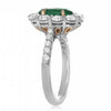 WIDE 3.51CT DIAMOND & AAA EMERALD 18KT 2 TONE GOLD OVAL FLOWER ENGAGEMENT RING
