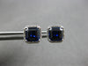 2.49CT DIAMOND & AAA SAPPHIRE 14KT WHITE GOLD EMERALD CUT & ROUND STUD EARRINGS