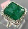 ESTATE LARGE 3.93CT DIAMOND & AAA EMERALD 18KT WHITE GOLD SQUARE ENGAGEMENT RING