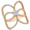 ESTATE WIDE .60CT DIAMOND 18KT 2 TONE GOLD 3D FLOWER INFINITY LOVE KNOT FUN RING