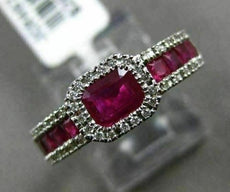 ESTATE 1.29CT ROUND DIAMOND & RUBY 14K WHITE GOLD HALO FRIENDSHIP PROMISE RING