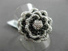 ESTATE MASSIVE .72CTW BLACK & WHITE DIAMOND 18KT WHITE GOLD 3D FLOWER RING