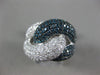 ESTATE EXTRA LARGE 5.26CT WHITE & BLUE DIAMOND 14KT WHITE GOLD ANNIVERSARY RING