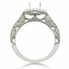 ESTATE .92CT DIAMOND 18K WHITE GOLD DOUBLE HALO ROUND SEMI MOUNT ENGAGEMENT RING