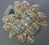 ESTATE LARGE 1.70CT ROUND & BAGUETTE DIAMOND 14KT WHITE & ROSE GOLD FLOWER RING