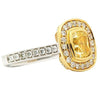 ESTATE WIDE 2.02CT WHITE & FANCY YELLOW DIAMOND 18KT 2 TONE GOLD ENGAGEMENT RING
