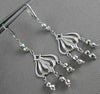 ESTATE 14KT WHITE GOLD LEVERBACK HANGING FILIGREE EARRINGS 64MM x 18MM #19421