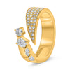 WIDE .62CT DIAMOND 14KT YELLOW GOLD MULTI SHAPE CLUSTER CRISS CROSS BYPASS RING