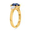 LARGE 3.37CT DIAMOND & AAA SAPPHIRE 14KT YELLOW GOLD 3D CUSHION ENGAGEMENT RING