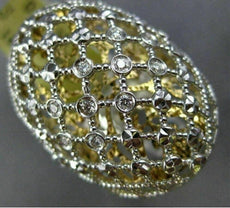 ESTATE MASSIVE .15CT DIAMOND 18KT TWO TONE GOLD ETOILE CRISS CROSS FILIGREE RING