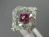 ESTATE WIDE .51CT DIAMOND & AAA RUBY 14KT WHITE GOLD OPEN ROUND HEXAGON FUN RING