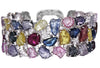EXTRA LARGE 71.07CT DIAMOND & AAA MULTI COLOR SAPPHIRE 18KT WHITE GOLD BRACELET