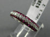 ESTATE .98CT DIAMOND & AAA RUBY 18KT WHITE GOLD SEMI ETERNITY 3 ROW WEDDING RING