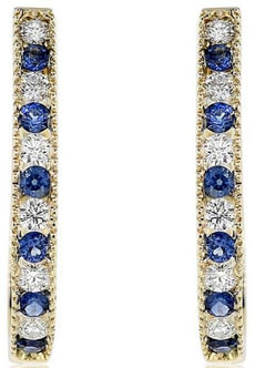 1.33CT DIAMOND & AAA SAPPHIRE 18KT YELLOW GOLD 3D MILGRAIN HANGING EARRINGS