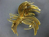 ESTATE LARGE AAA TURQUOISE 14KT YELLOW GOLD 3D CLASSIC ROPE LEAF BROOCH PIN