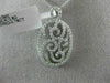 ESTATE LARGE .78CT DIAMOND 18K WHITE GOLD 3D OPEN OVAL FILIGREE FLOATING PENDANT