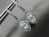 ESTATE .98CT ROUND & MARQUISE DIAMOND 14KT WHITE GOLD 3D HALO HANGING EARRINGS