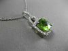 ESTATE 2.15CT DIAMOND & PERIDOT 14K WHITE GOLD SQUARE LOVE KNOT FLOATING PENDANT