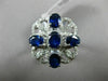 ESTATE LARGE 2.48CT DIAMOND & SAPPHIRE 18K WHITE GOLD 3D SQUARE FLOWER LOVE RING