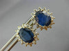 LARGE 3.33CT DIAMOND & SAPPHIRE 14K YELLOW GOLD OVAL FLOWER STUD EARRINGS #25968