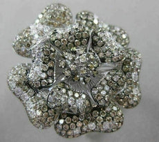 ESTATE MASSIVE 4.57CTW FANCY MULTI COLOR DIAMONDS 18KT WHITE GOLD 3D FLOWER RING