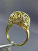 ESTATE WIDE .55CT DIAMOND 14KT YELLOW GOLD 3D OPEN FILIGREE DOME SHAPE FUN RING