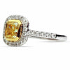 ESTATE WIDE 1.66CT WHITE & FANCY YELLOW DIAMOND 18KT 2 TONE GOLD ENGAGEMENT RING