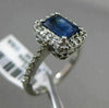 ESTATE 1.40CT DIAMOND & SAPPHIRE 14K WHITE GOLD HALO EMERALD CUT ENGAGEMENT RING