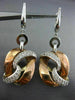 ESTATE LARGE .50CT DIAMOND 14KT WHITE & ROSE GOLD 3D LOVE KNOT HANGING EARRINGS