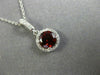 ESTATE .63CT DIAMOND & AAA GARNET 14K WHITE GOLD CLASSIC PAVE HALO ROUND PENDANT