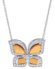 ESTATE .44CT DIAMOND 18KT WHITE AND YELLOW GOLD CLASSIC BUTTERFLY LOVE NECKLACE