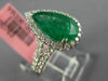 ESTATE 3.32CT DIAMOND & AAA EMERALD 18K WHITE GOLD 3D PEAR SHAPE ENGAGEMENT RING