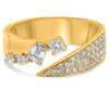 WIDE .62CT DIAMOND 14KT YELLOW GOLD MULTI SHAPE CLUSTER CRISS CROSS BYPASS RING