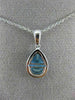 1.65CT DIAMOND & AAA BLUE TOPAZ 14KT WHITE GOLD 3D TRIANGULAR TEAR DROP PENDANT