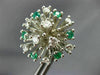 ANTIQUE 2.46CT DIAMOND & AAA EMERALD 14KT WHITE GOLD 3D CLUSTER EARRINGS  #21900